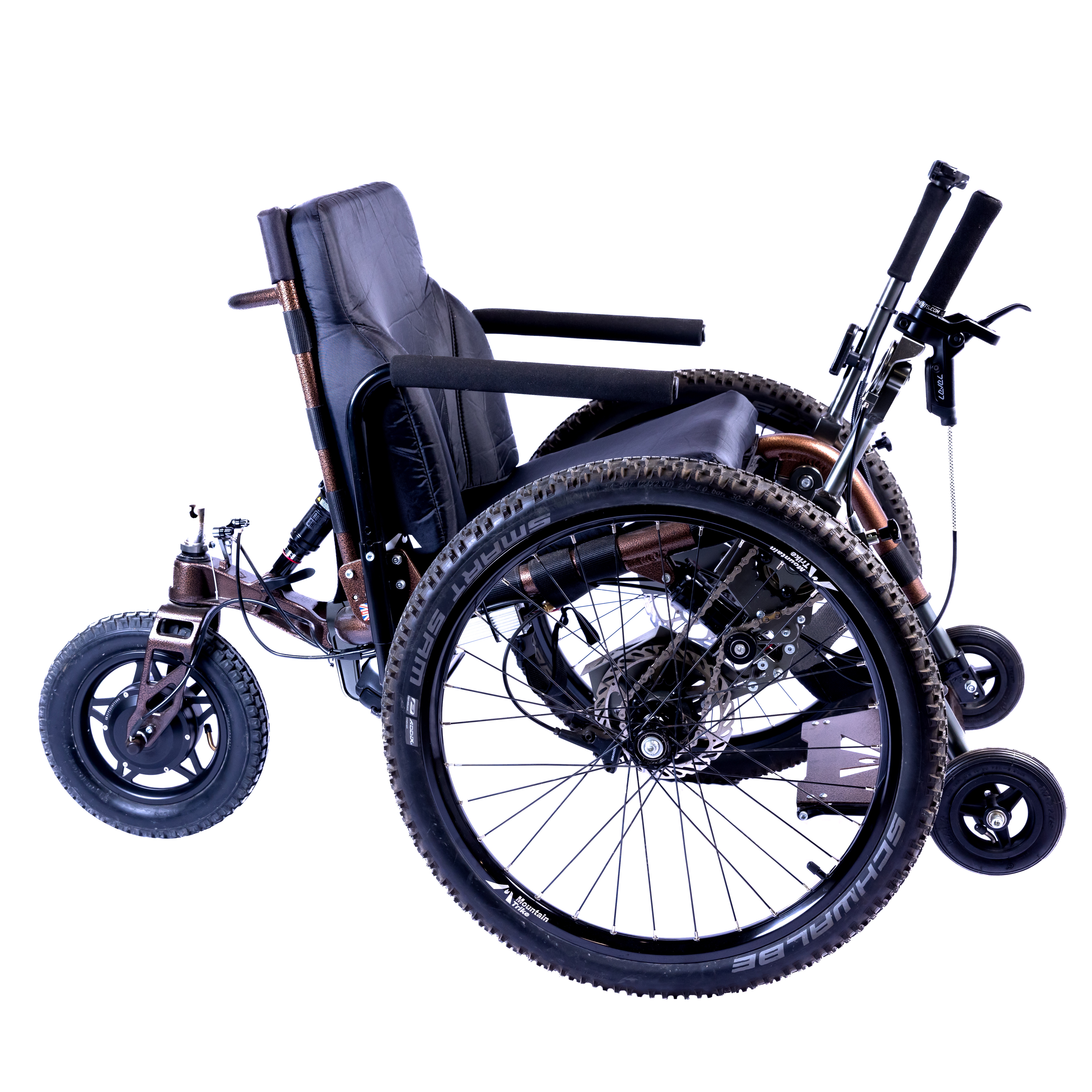 mountain trike all terrain wheelchair on a white background