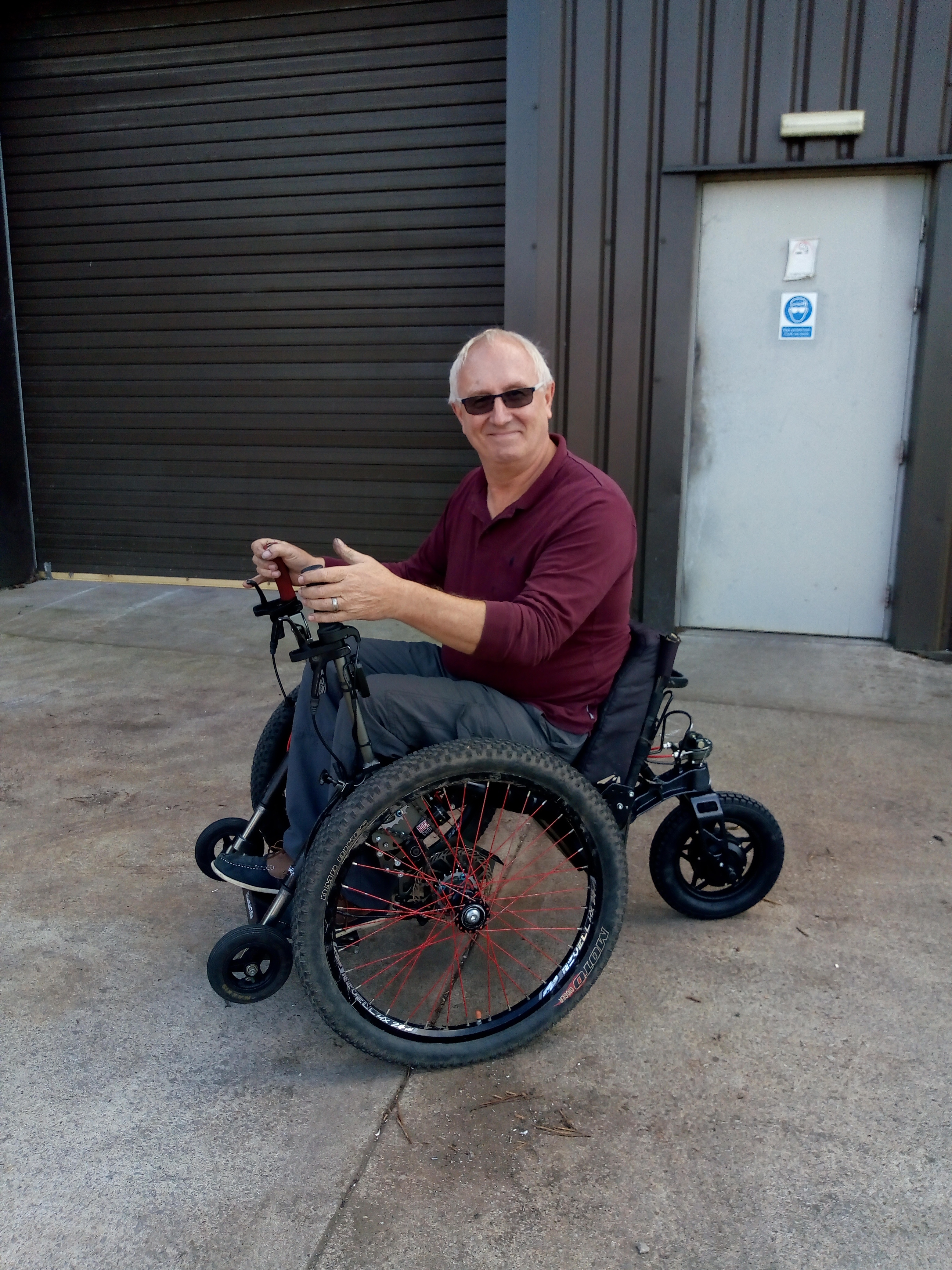 Richard Brooks eKit fitting to his all terrain wheelchair