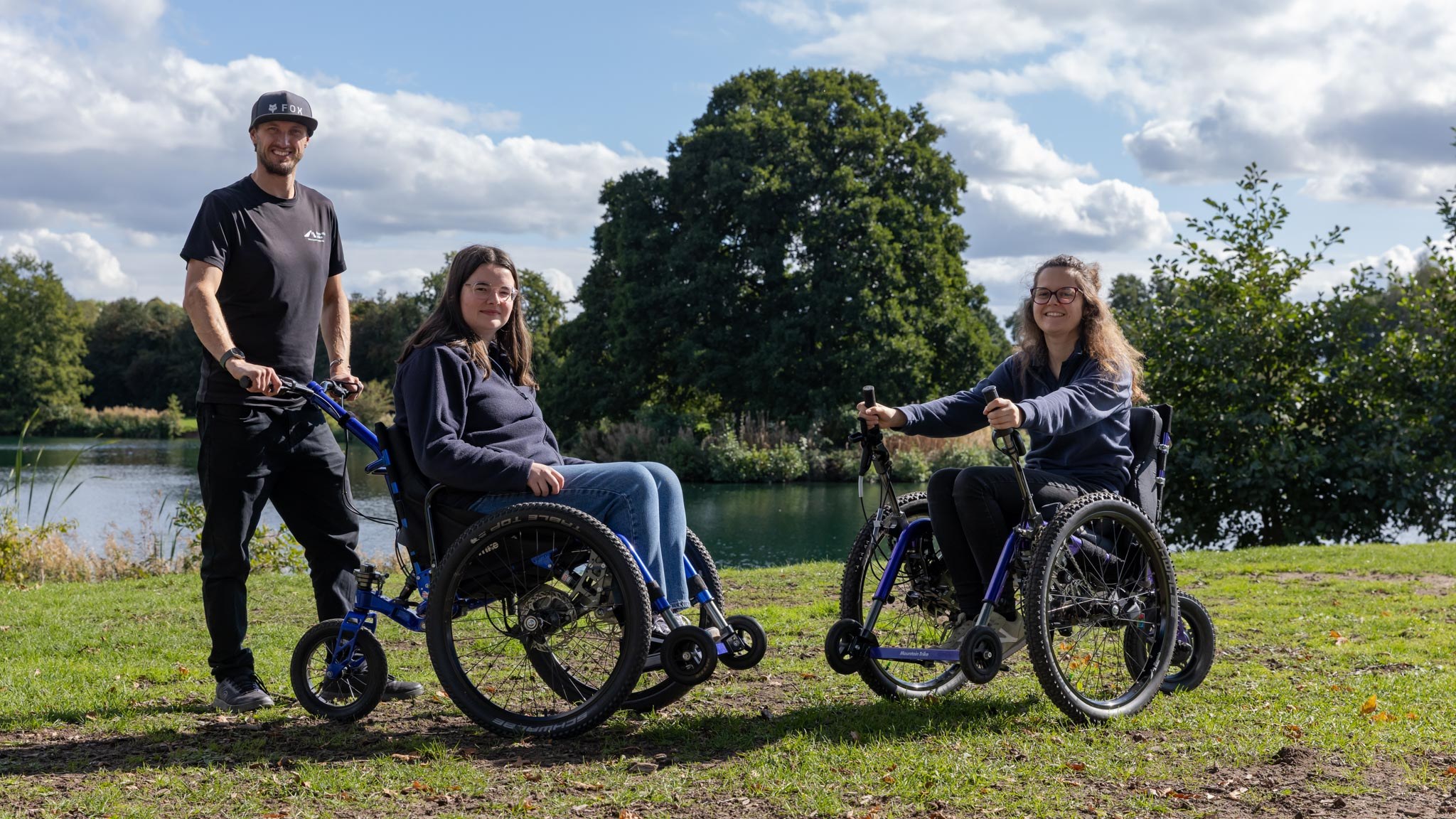 Off road all terrain wheelchair at Alderford Lake