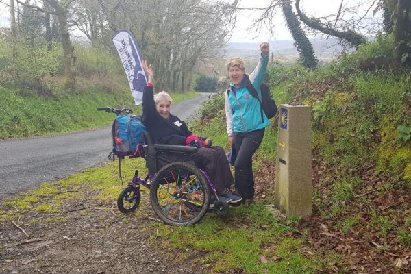 Sally's Pilgrimage in an off-road all terrain wheelchair