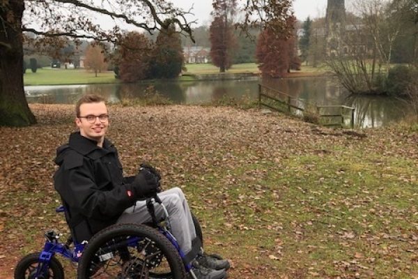 Ryan Holford, UK, National Trust employee, test rides the eTrike